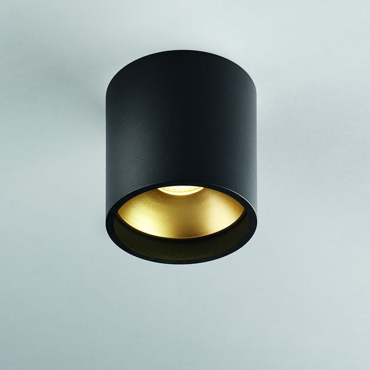 Solo Round spotlight, black/gold, 3000 kelvin Light-Point