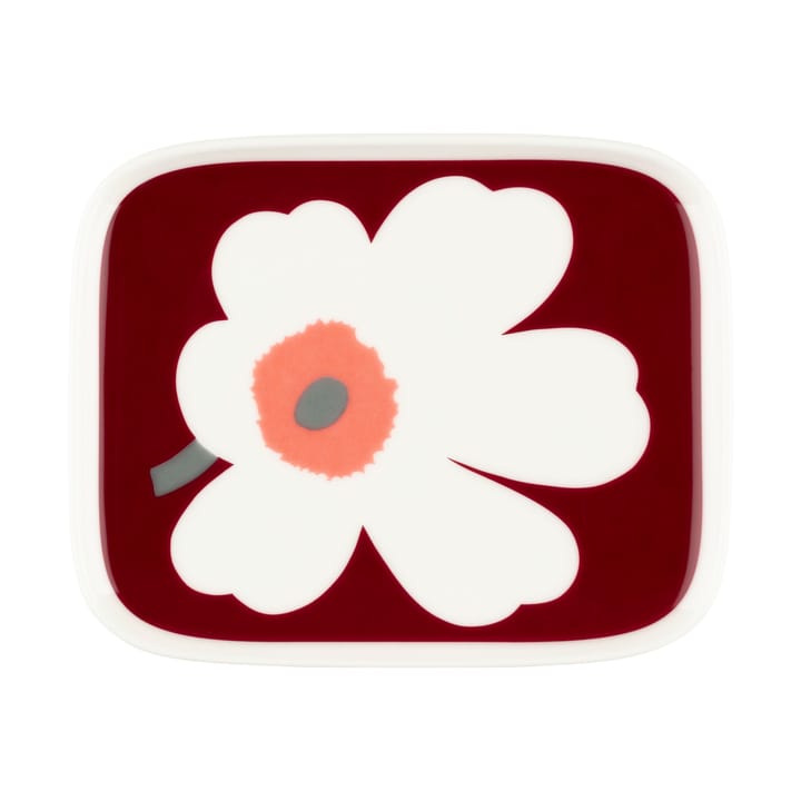 Juhla Unikko tallrik 12x15 cm, White-dark cherry-ash grey Marimekko