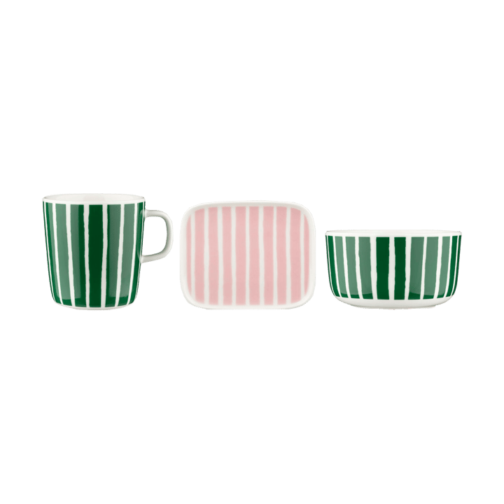 Piccolo frukostset 3 delar - Green-pink - Marimekko