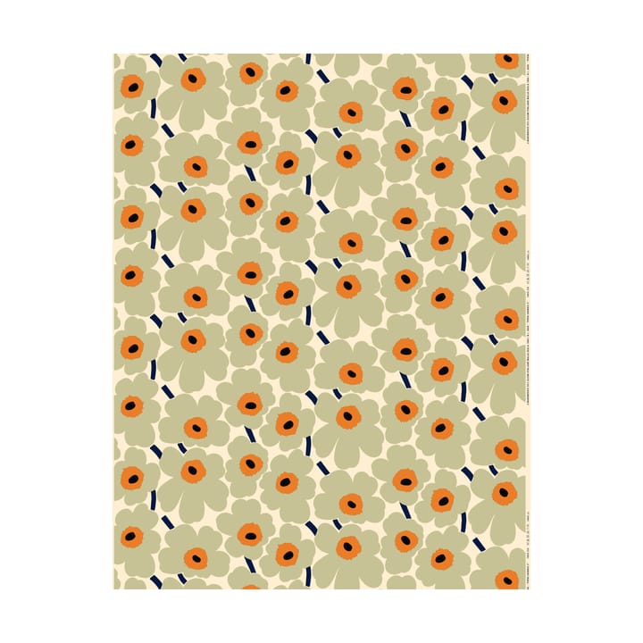 Pieni Unikko tyg bomull - Salvia-warm orange - Marimekko