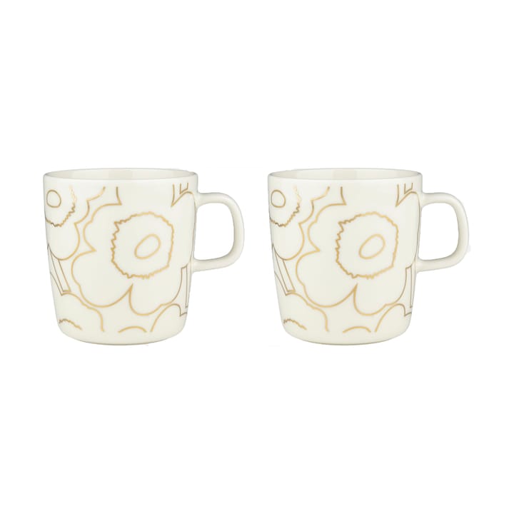 Piirto Unikko mugg 4 dl 2-pack - White-gold - Marimekko