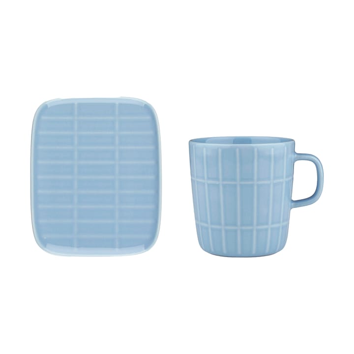 Tiiliskivi mugg 40 cl + tallrik 12x15 cm, Light blue Marimekko