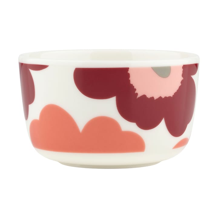 Unikko skål 2,5 dl, White-dark cherry-salmon red Marimekko