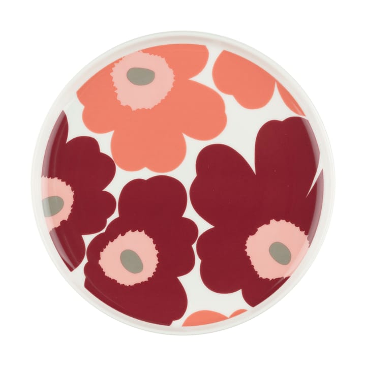 Unikko tallrik Ø20 cm - White-dark cherry-salmon red - Marimekko