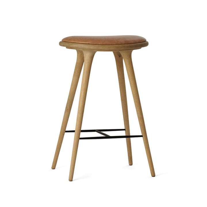 High stool barpall 69 cm - läder natur, såpat ekstativ - Mater