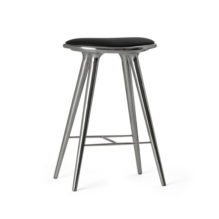 High stool barpall 69 cm - läder svart, aluminiumstativ - Mater