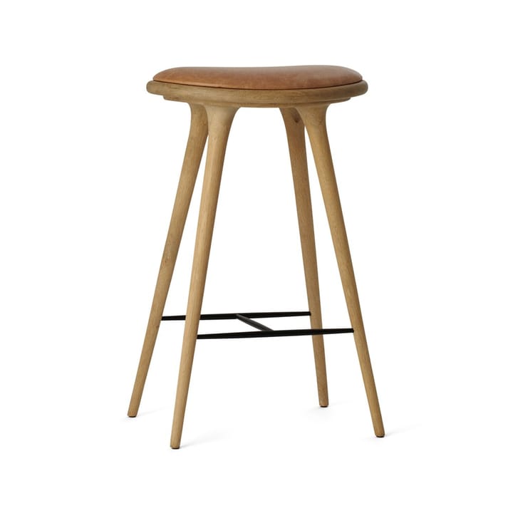 High stool barpall 74 cm - läder natur, såpat ekstativ - Mater