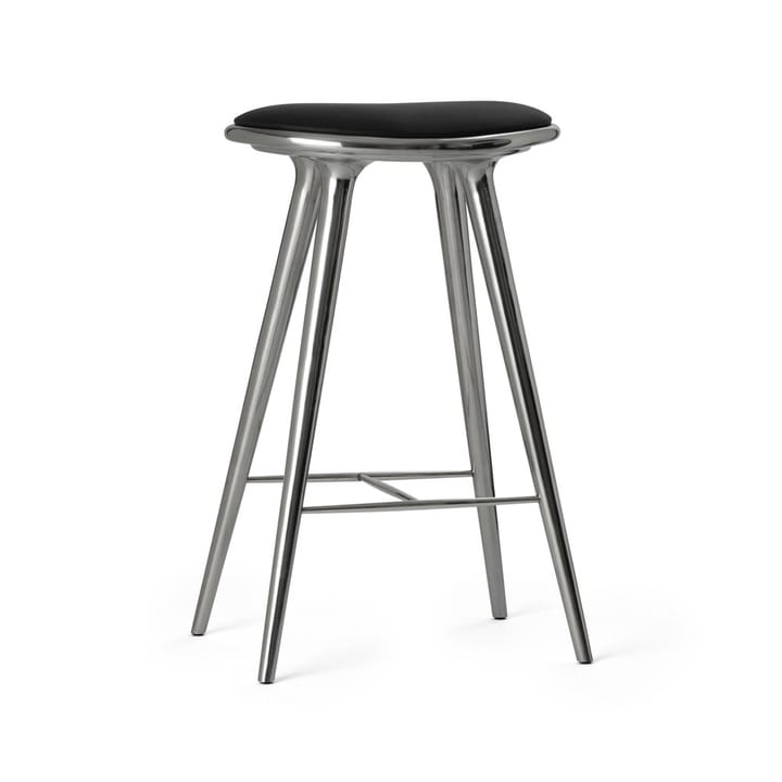 High stool barpall 74 cm - läder svart, aluminium stativ - Mater