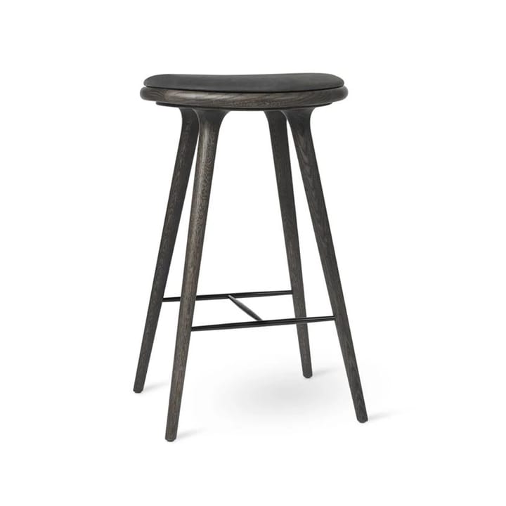 High stool barpall 74 cm - läder svart, stativ i sirkagrey ek - Mater