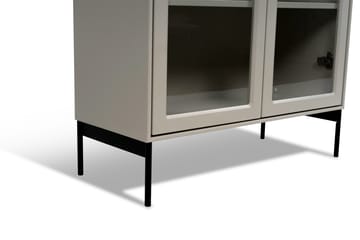 Volt vitrinskåp 130 cm beige - Detaljer i svart - Mavis