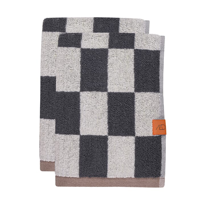 Retro gästhandduk 40x55 cm 2-pack - Dark grey - Mette Ditmer