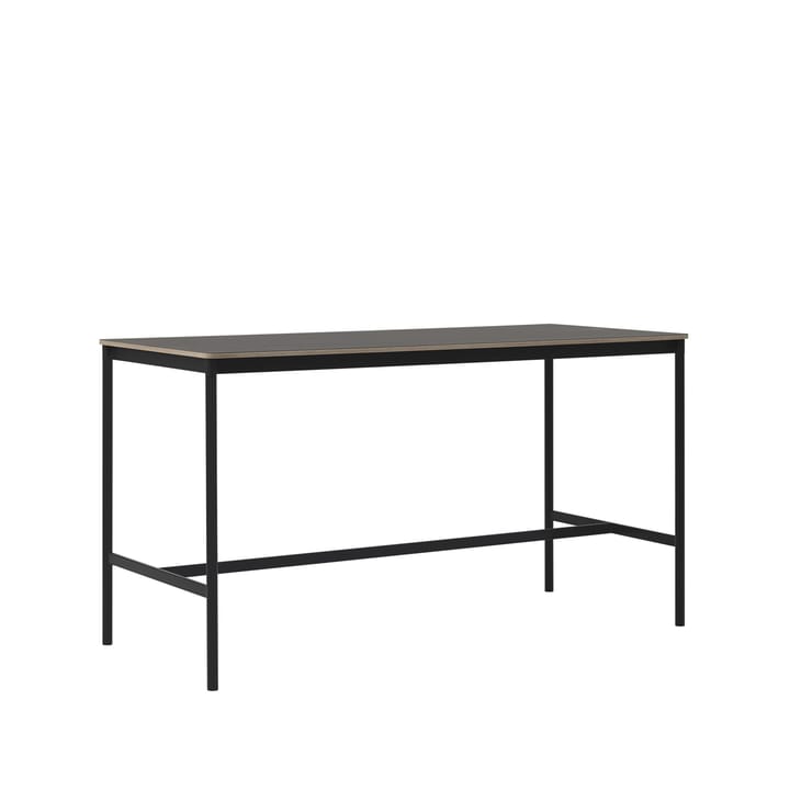 Base High barbord, black linoleum, svart stativ, plywoodkant, b85 l190 h105 Muuto