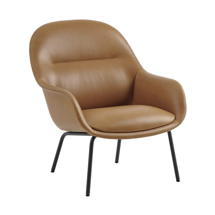 Fiber Lounge fåtölj med stålben - Refine leather cognac-black - Muuto