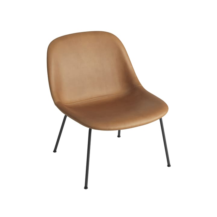 Fiber Lounge stol med stålben - Refine leather cognac-Black - Muuto