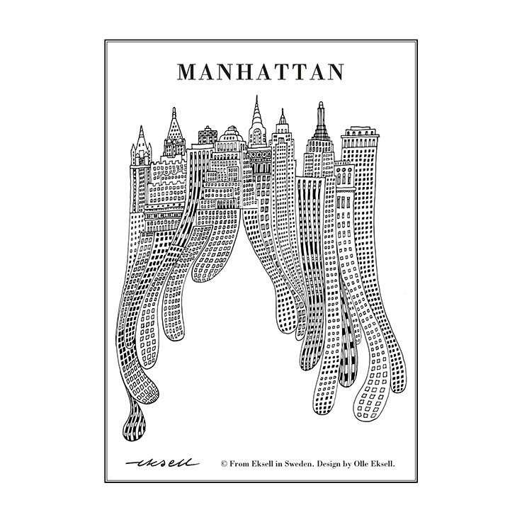 Olle Eksell Manhattan poster 50x70 cm | Skandinavisk Design | Posters | Svart