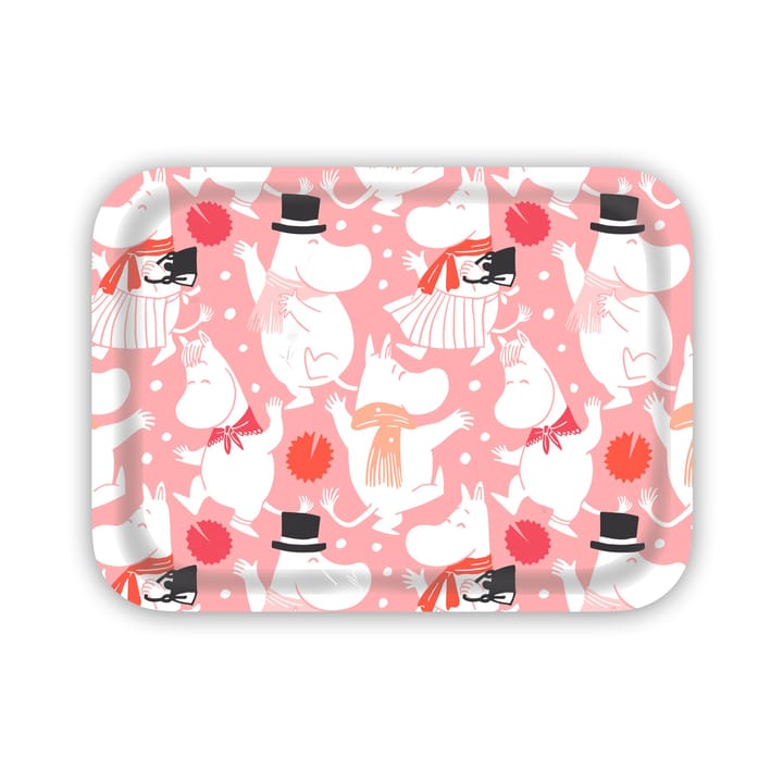 Moomin celebration bricka 27x20 cm - Vit-rosa - Opto Design