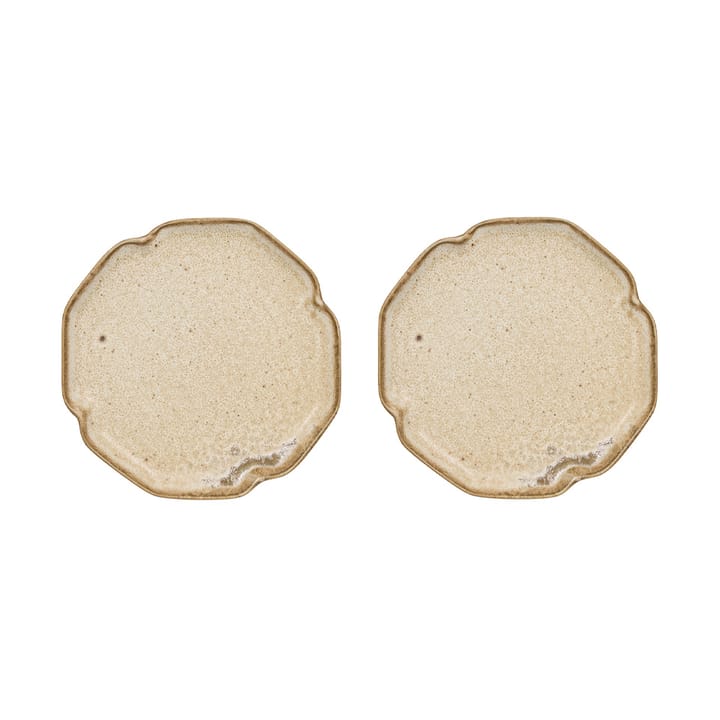 Nori desserttallrik 13x15 cm 2-pack - Latte - OYOY