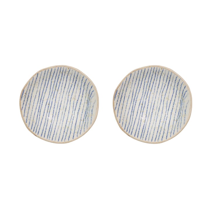 Nori striped skål mini Ø8 cm 2-pack - Clay-optic Blue - OYOY