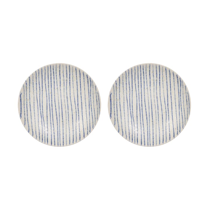 Nori striped skål small Ø12,9 cm 2-pack - Clay-optic Blue - OYOY