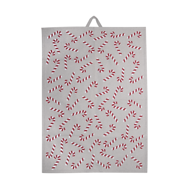 Candy cane kökshandduk 50x70 cm - Vit-grå-röd - Pluto Design