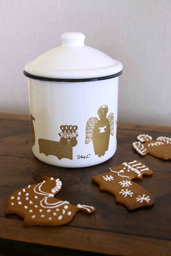 Stig L Gingerbread burk - Vit-guld - Pluto Design