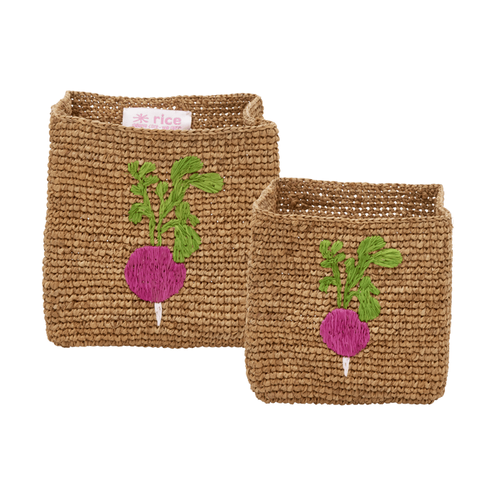 Rice raffia förvaringskorg 2 delar - Radish Embroidery-Tea - RICE