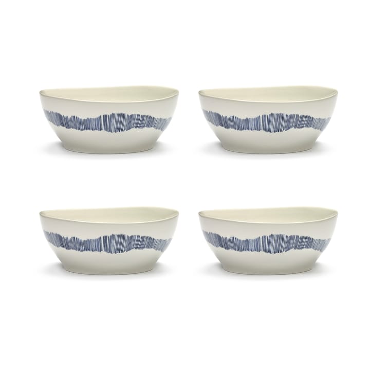 Ottolenghi Feast skål L Ø17 cm 4-pack - White-stripes blue - Serax