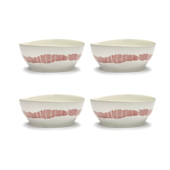 Ottolenghi Feast skål L Ø17 cm 4-pack - White stripes-red - Serax