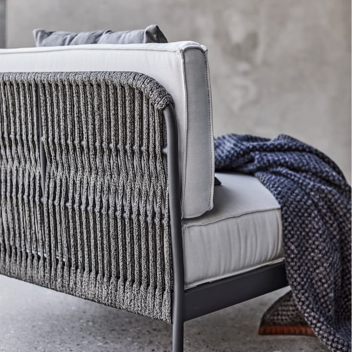 Lidö modulsoffa - Sunbrella Deave silver grey, hörndel, mörkgrå aluminiumram - Skargaarden