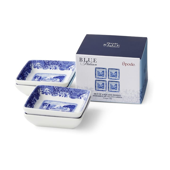 Blue Italian fat 8x8 cm 4-pack - Blå-vit - Spode