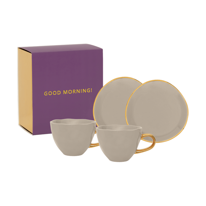 Good Morning gåvoset Cappuccino mugg & fat 2-pack - Gray morn - URBAN NATURE CULTURE